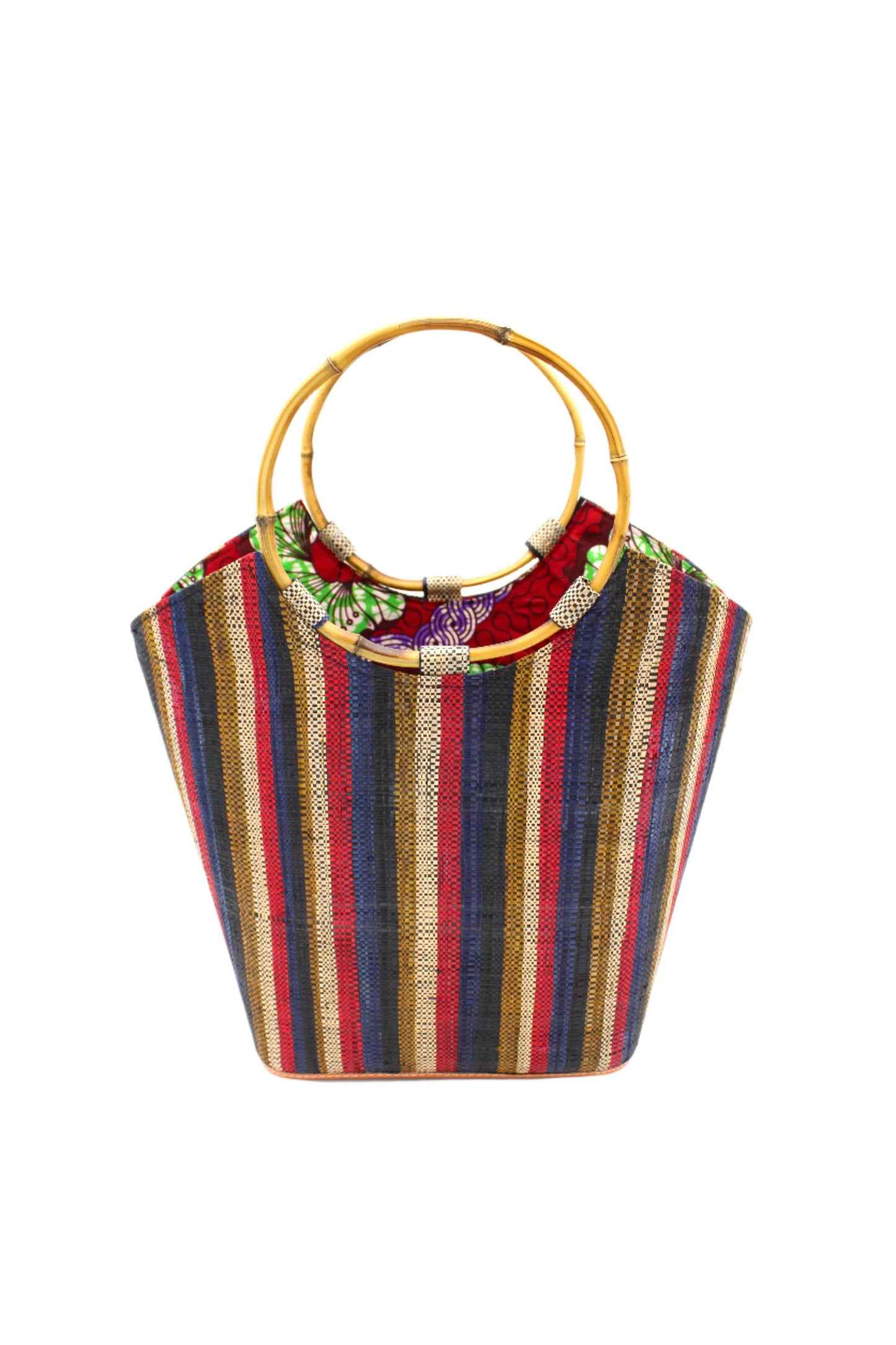 Carmen Straw Bucket Bag with Bamboo Handles: Teal