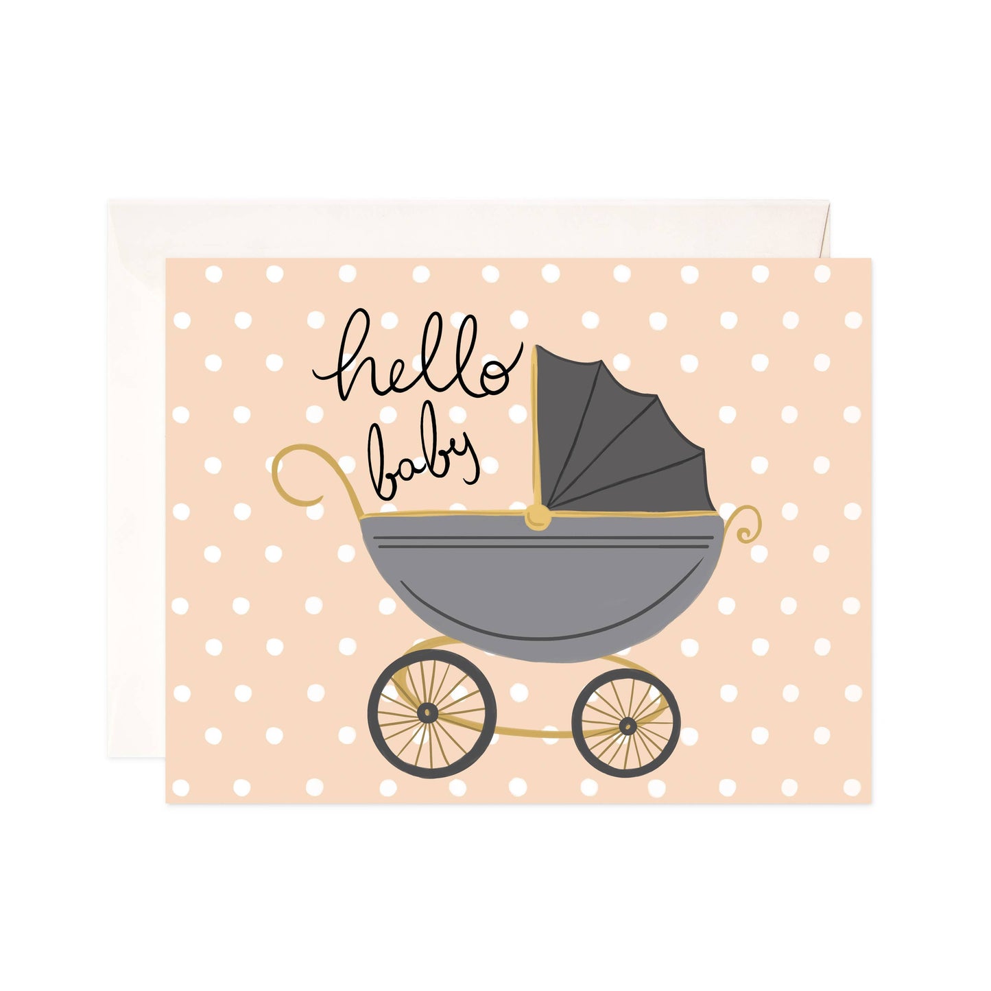 Hello Baby Carriage Greeting Card
