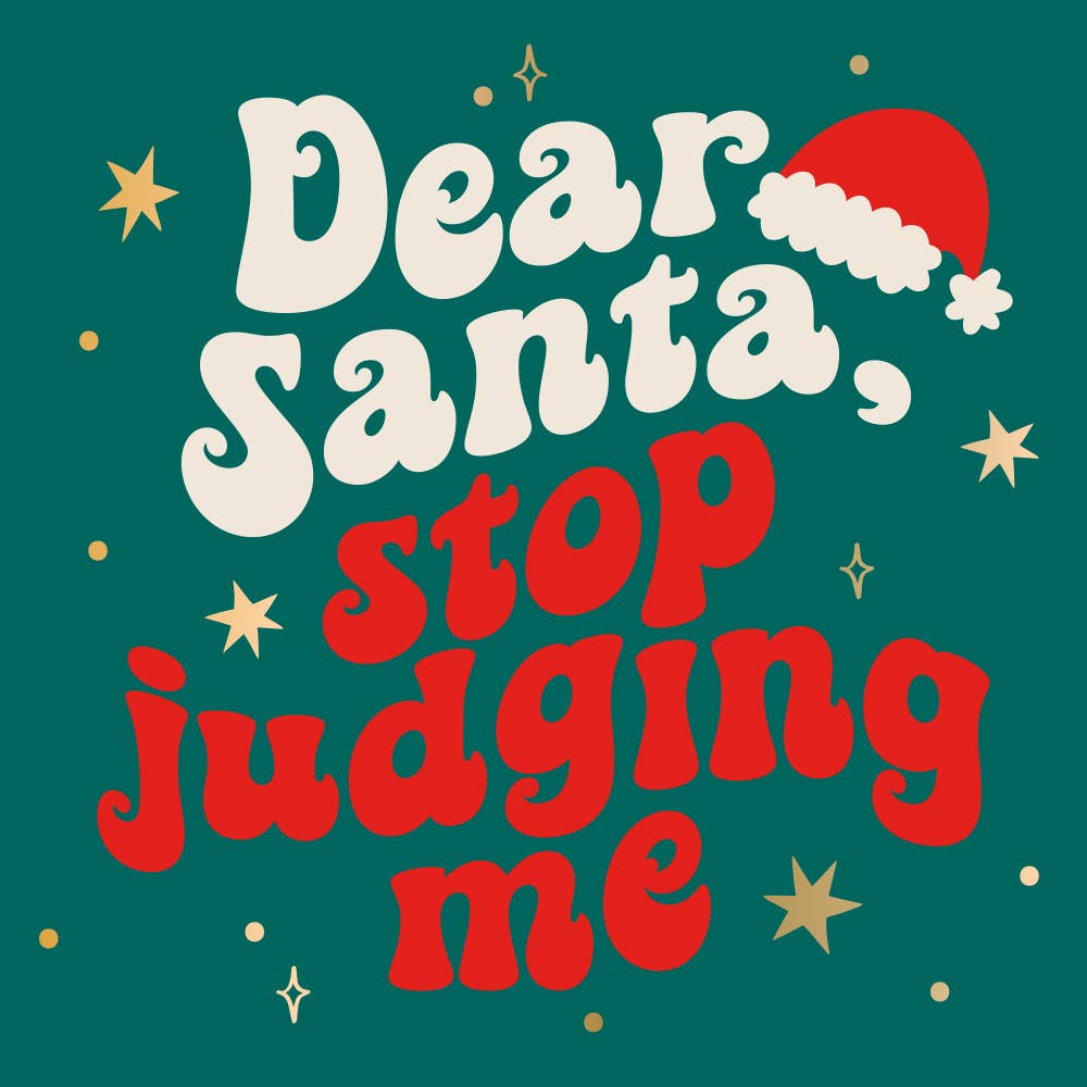 Dear Santa Stop Judging Me Paper Cocktail Napkin