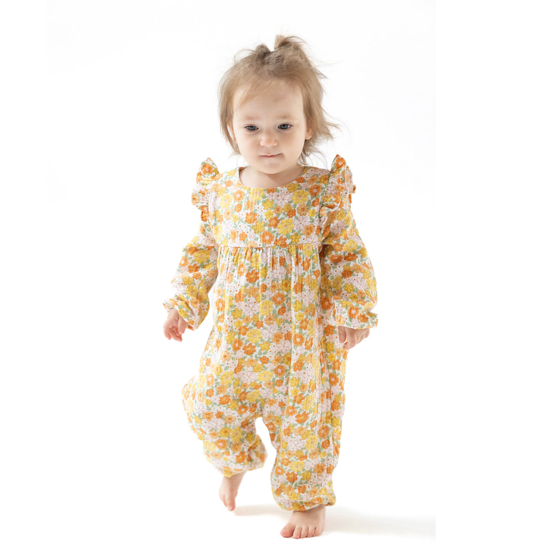 Angel Dear Sweet Amber Floral Ruffle Sleeve Romper