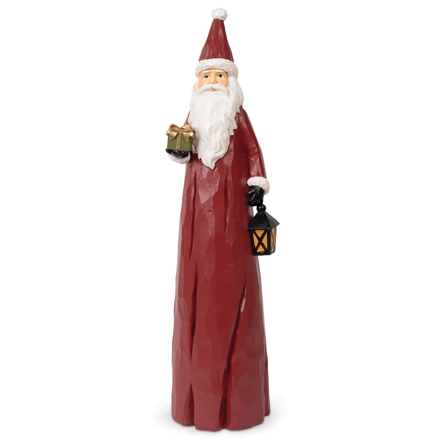Carved Woodsy Santa With Lantern