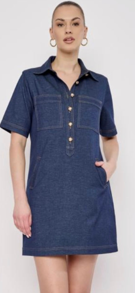 Flora Bea Alix Dress in Denim Navy