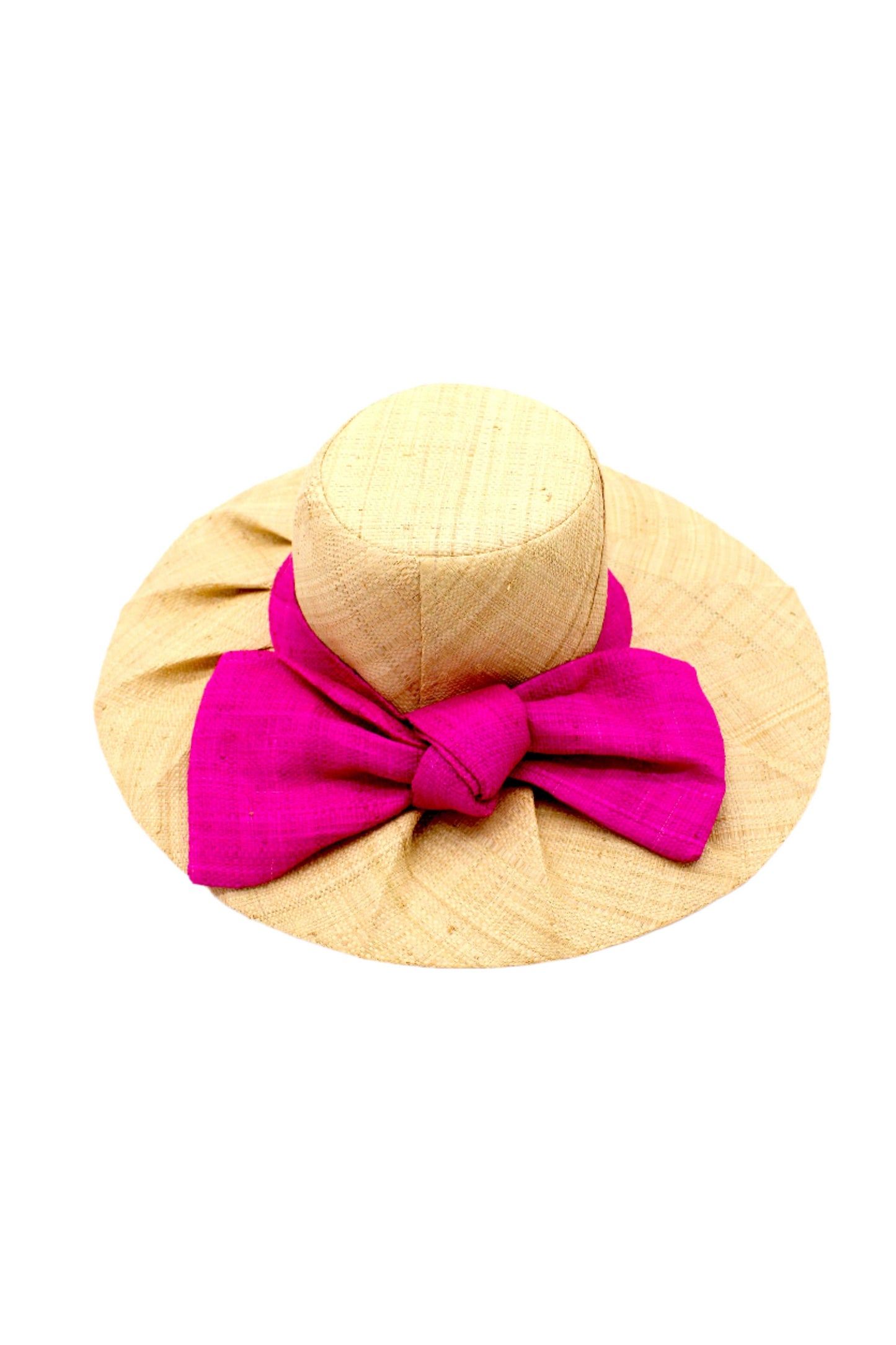 Fan Pleated Straw Sun Hat with Big Bow: Red