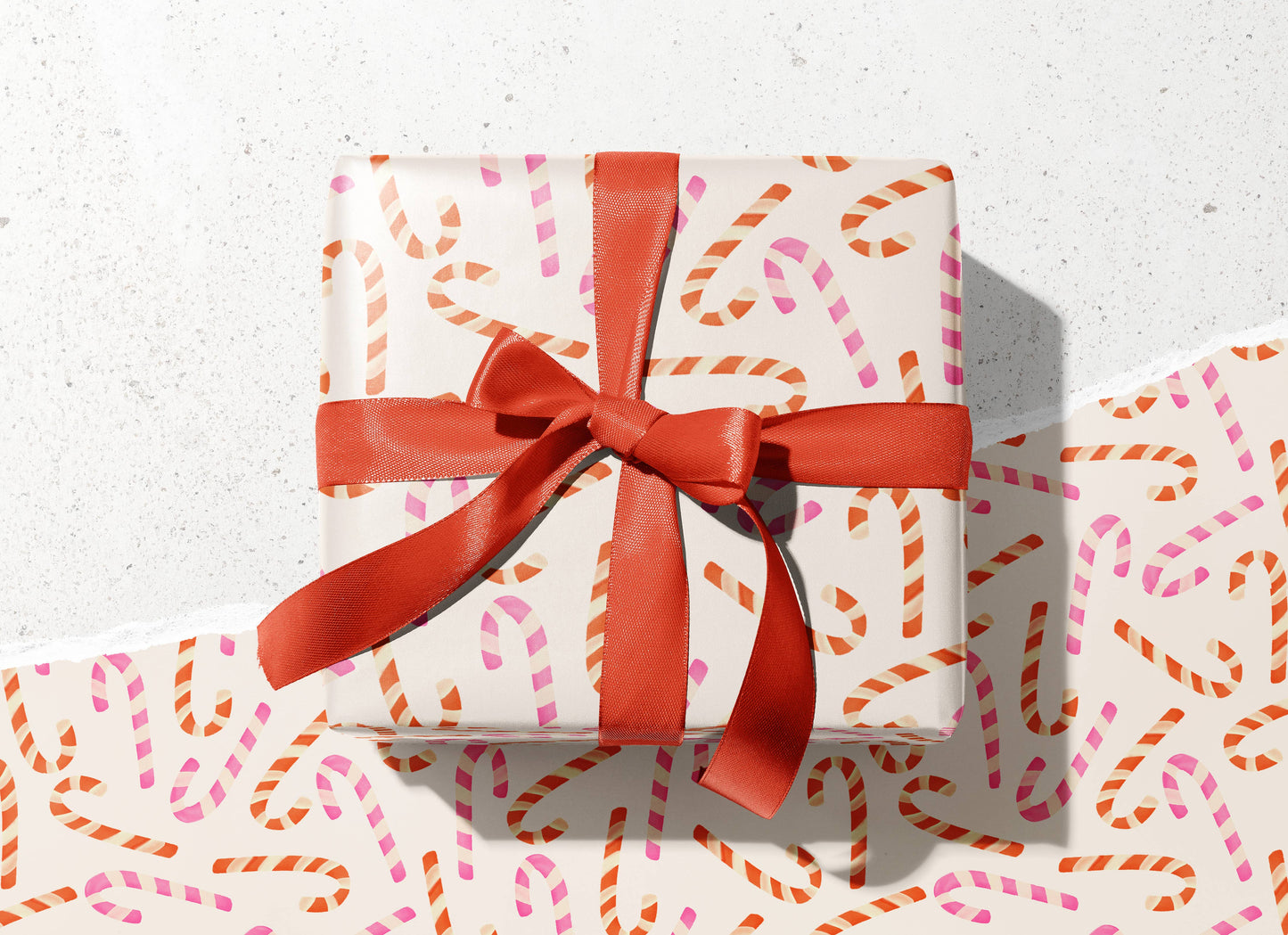 Christmas Candy Canes Holiday Wrapping Paper - 3 Sheet Roll
