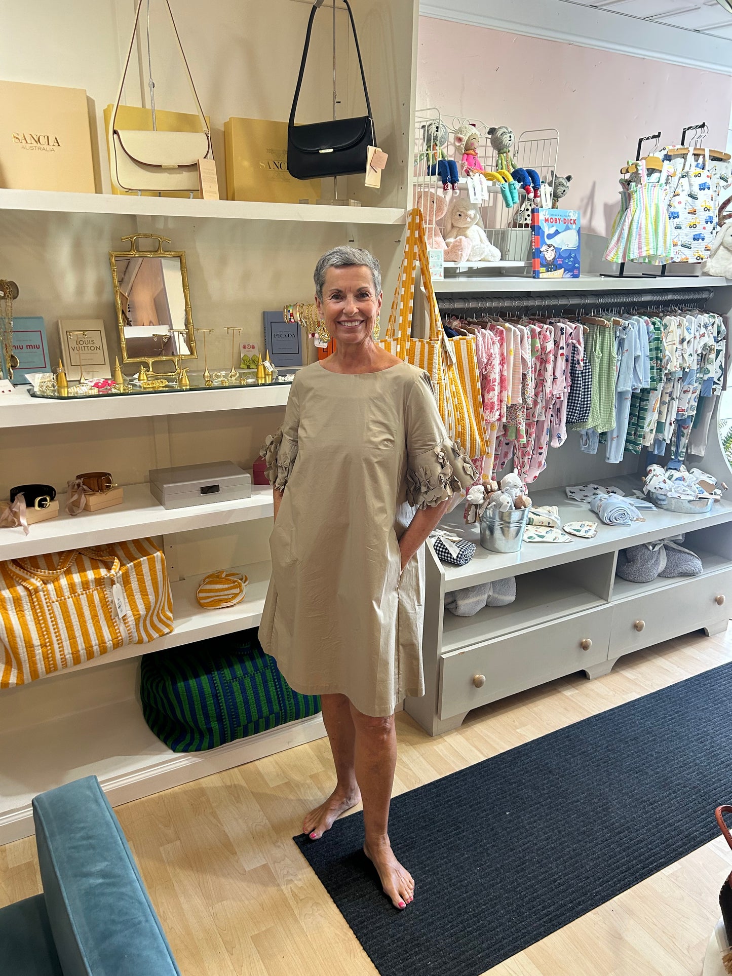 Mei Mei J Flowered A-Line Dress | Taupe
