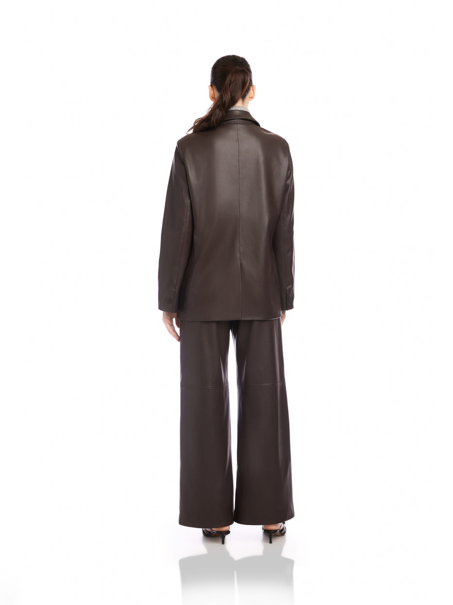 Fifteen Twenty Regan Faux Leather Blazer in Brown