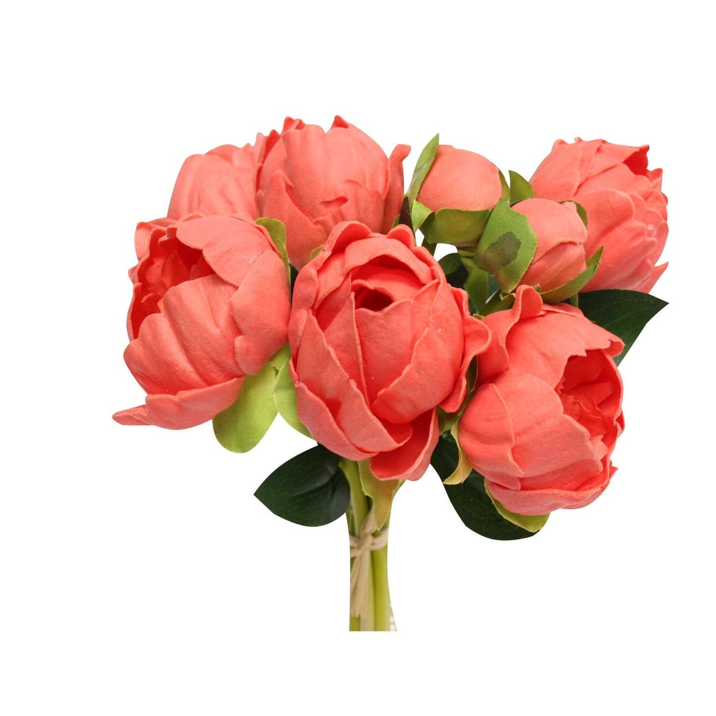 10.5" Real touch artificial Peony bundle-7 Flowers and buds: Coral Reef