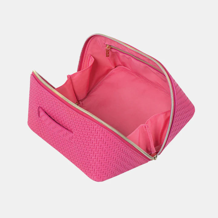 Tonic Herringbone Medium Beauty Bag- Raspberry