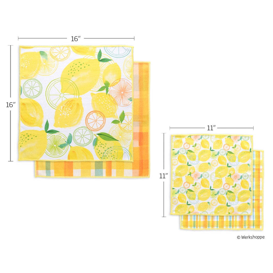 Lemon Plaid All Purpose Microfiber Towel Set