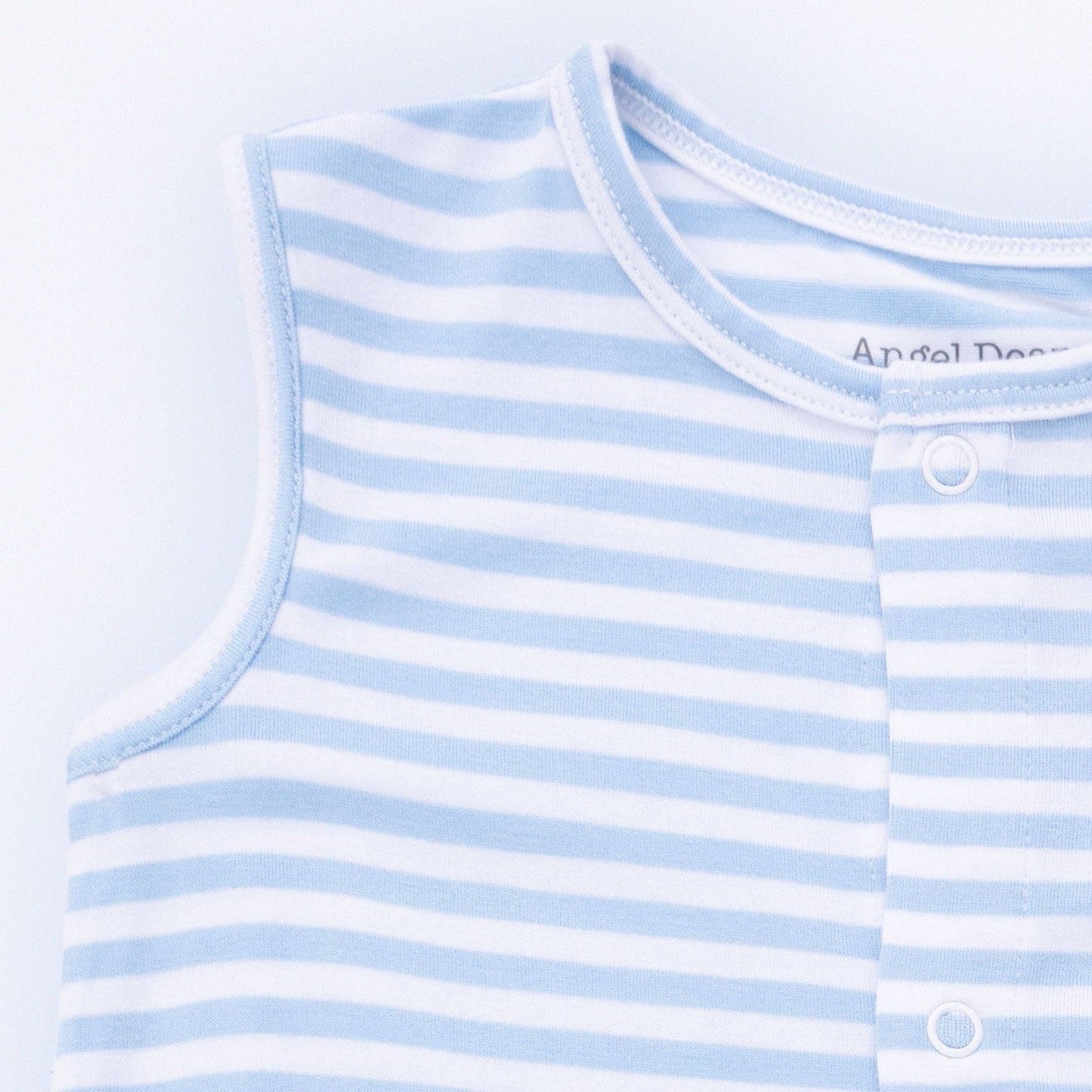 Angel Dear Bubbly Sailboat Stripe | Blue Sleeveless Romper
