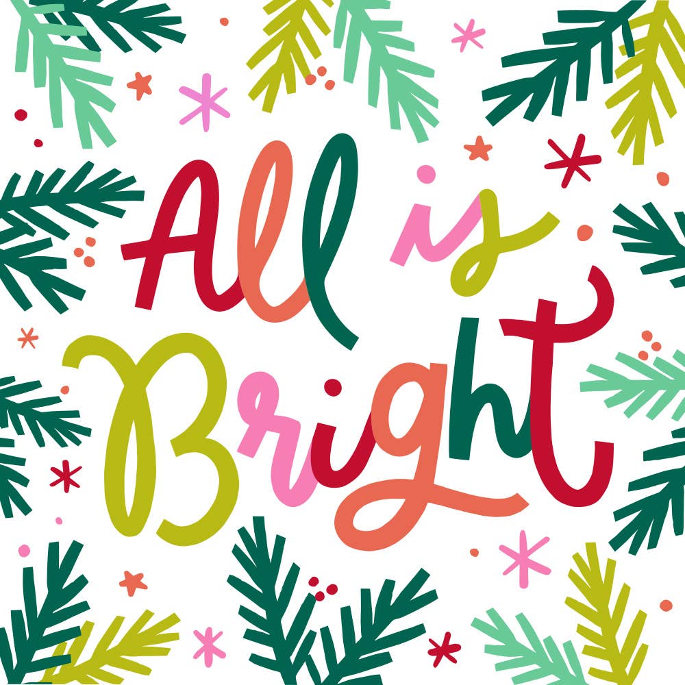 All Is Bright Paper Cocktail Napkin