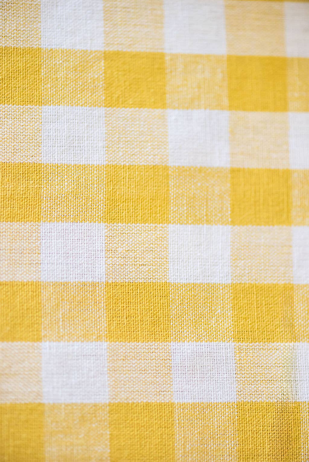Yellow Ruffled Gingham Tablecloth: 70" Round