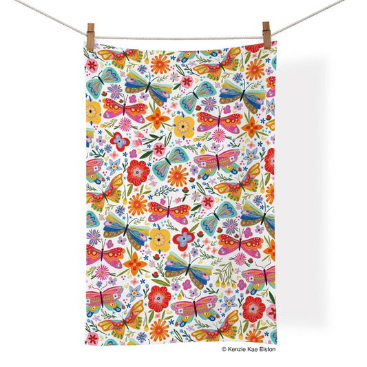 Butterfly Floral Cotton Tea Towel