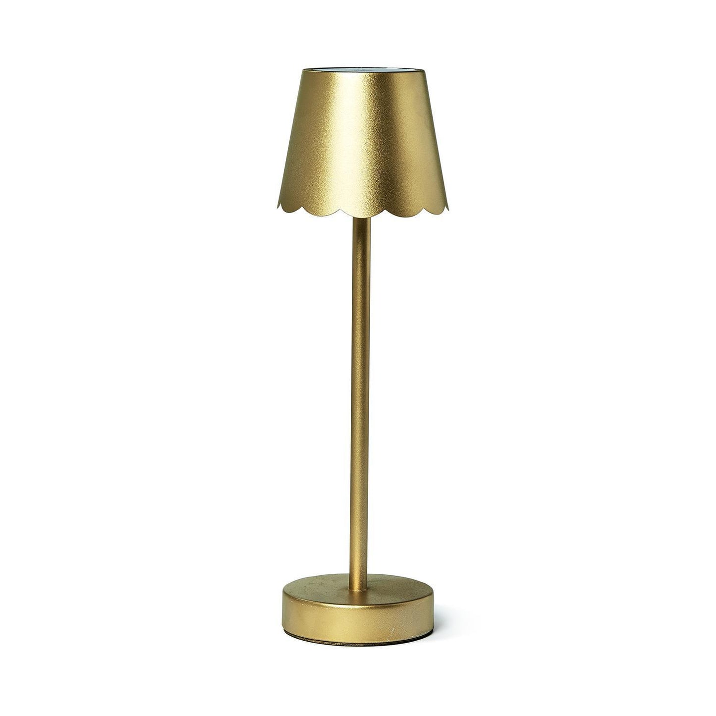 Cordless Table Lamp | Gold Scalloped Shade