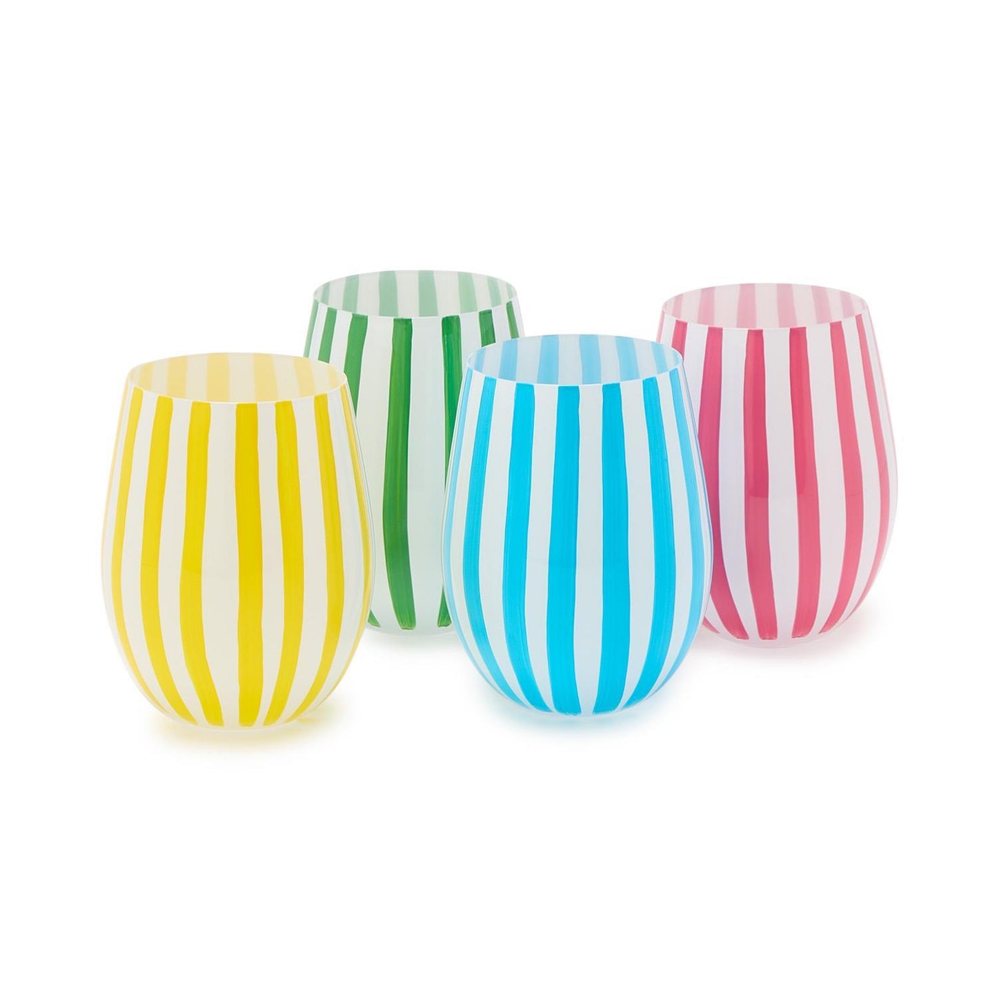 Celebration Stripe Stemless Glasses- Set of Two