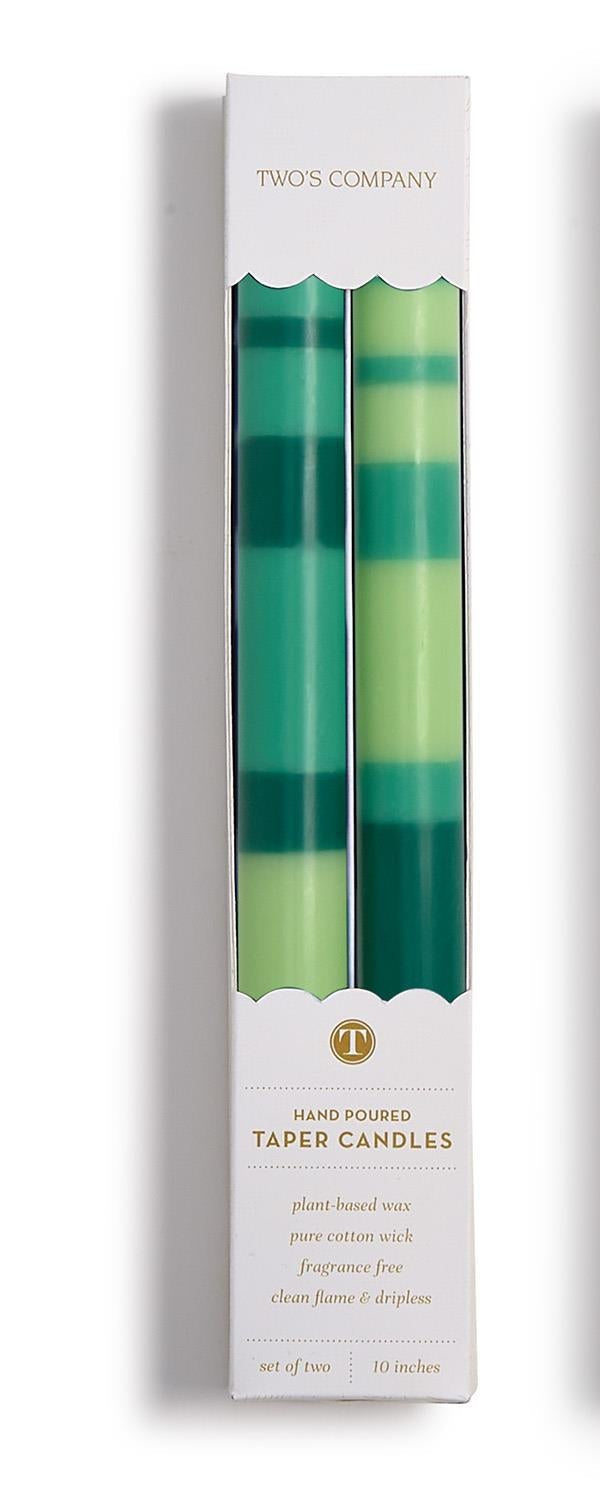 Stripe and Glow Multi Layer Taper Candle | Green