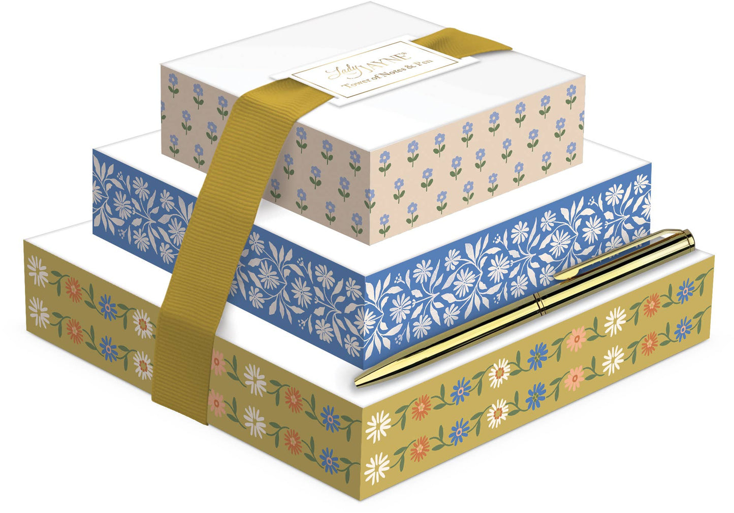 Mustard Floral Tower of Notes