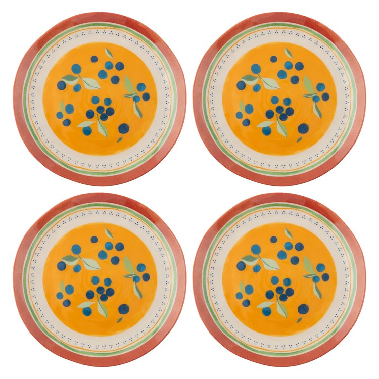 Melamine Blueberry Salad Plate Set of 4
