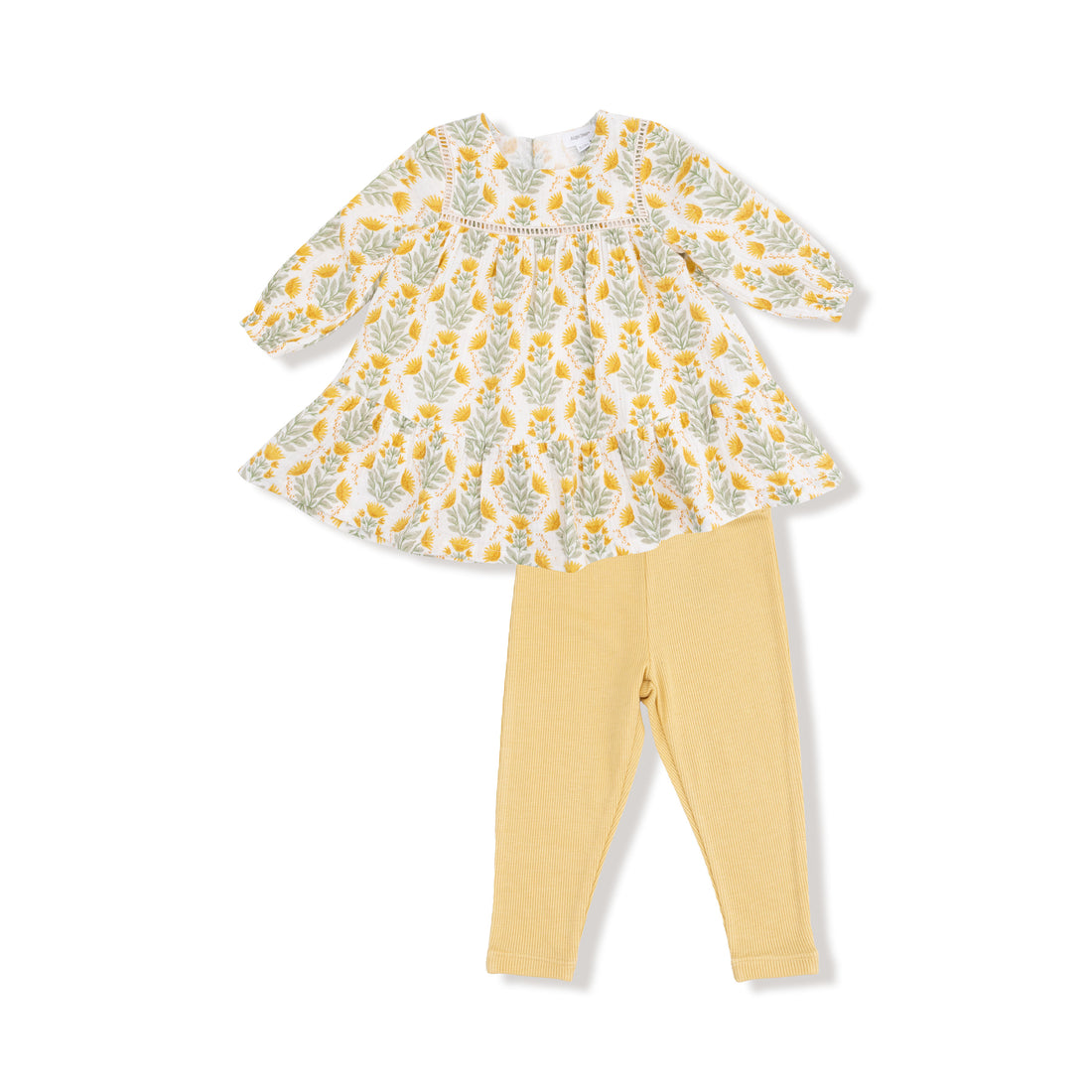Angel Dear Winter Dandelions Ladder Trim Dress and Ribbed Leggings