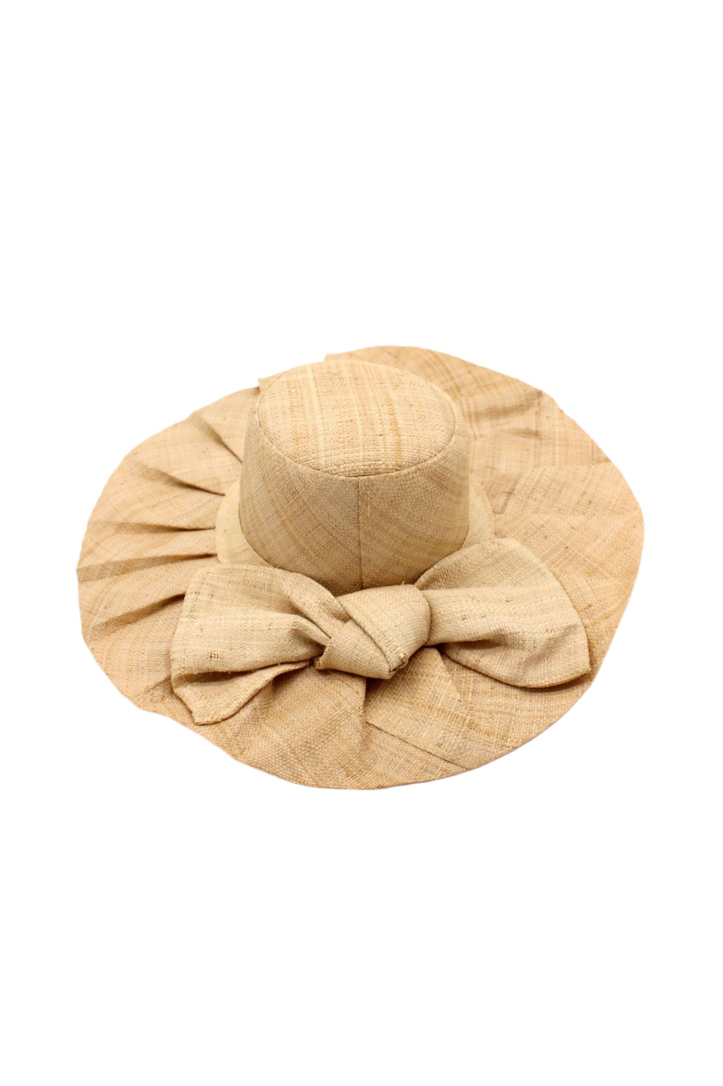 Fan Pleated Straw Sun Hat with Big Bow: Red