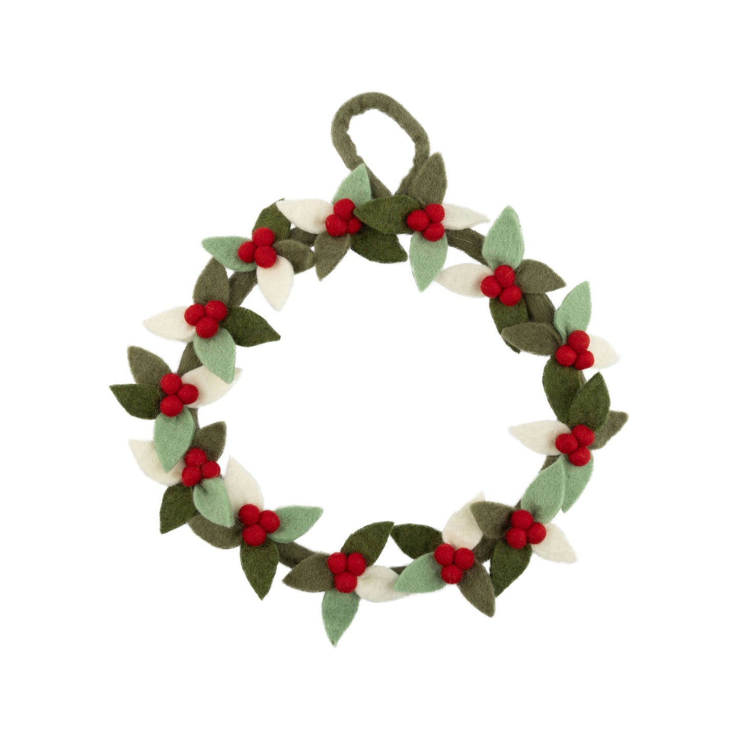 Green Felt Wreath With Red Berries