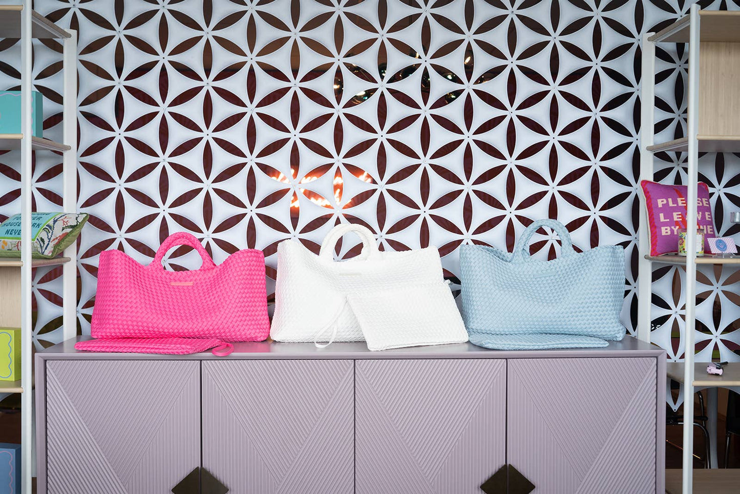 Peace Love Mahjong Woven Mahjong Carryall Cream