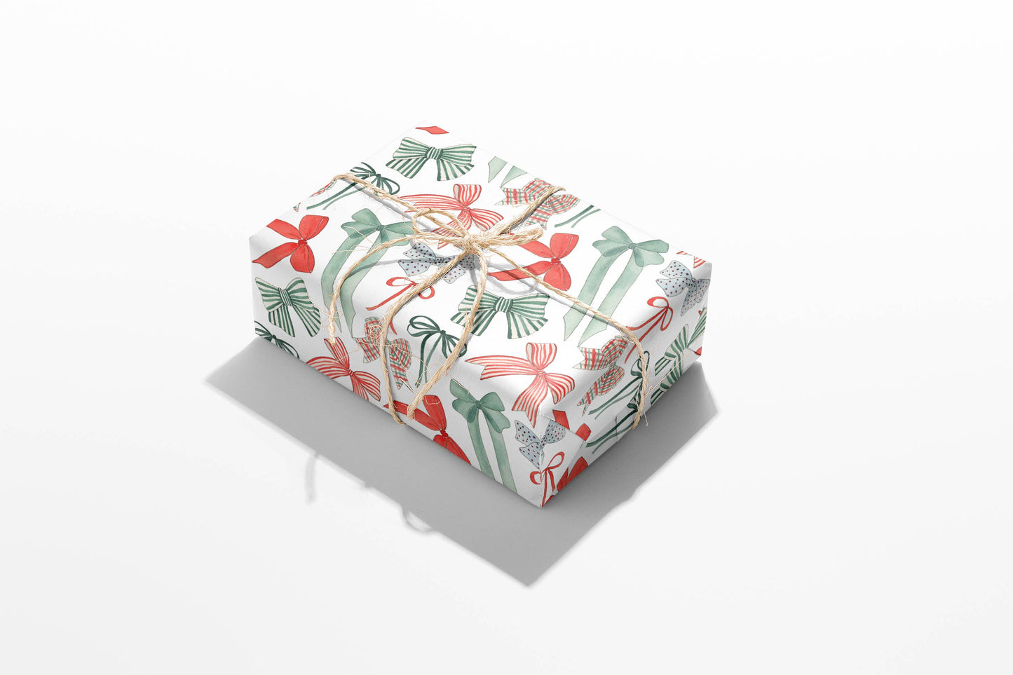 Red and Green Christmas Bows Wrapping Paper - 3 Sheet Roll