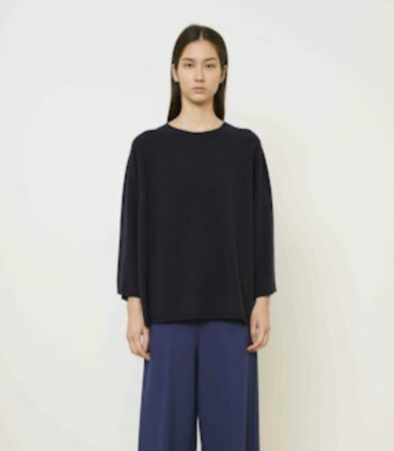 Mei Mei J Crew Neck Cashmere Blend Sweater in Black
