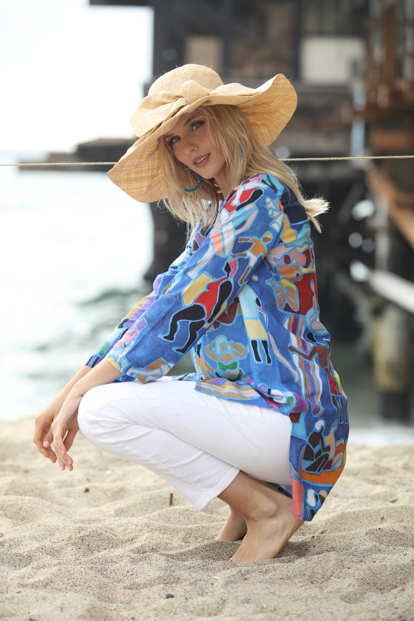 Fan Pleated Straw Sun Hat with Big Bow: Red