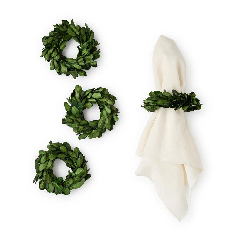 Boxwood Wreath Napkin Rings