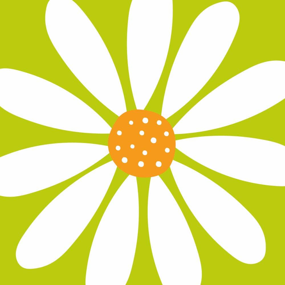 Green Happy Flower Paper Cocktail Napkin