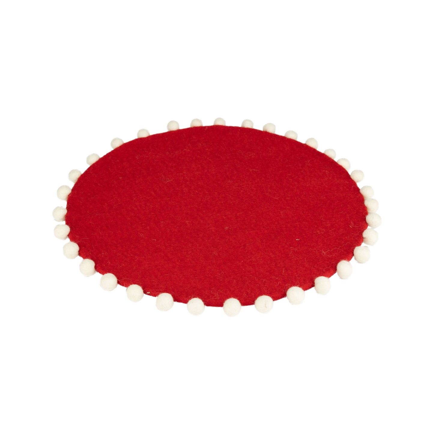 Red Pom Felt Trivet