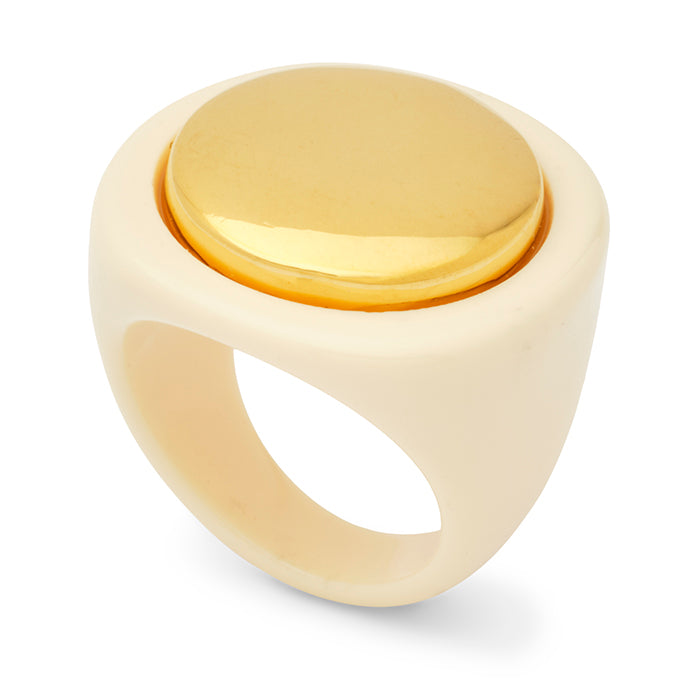 Lucas Jack Ivory & Gold Resin Ring