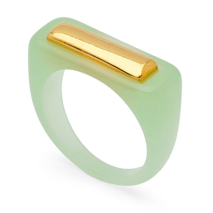 Lucas Jack Aqua & Gold Resin Ring