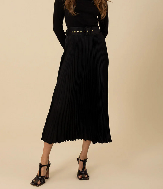 Hale Bob Black Pleated Skirt in Black