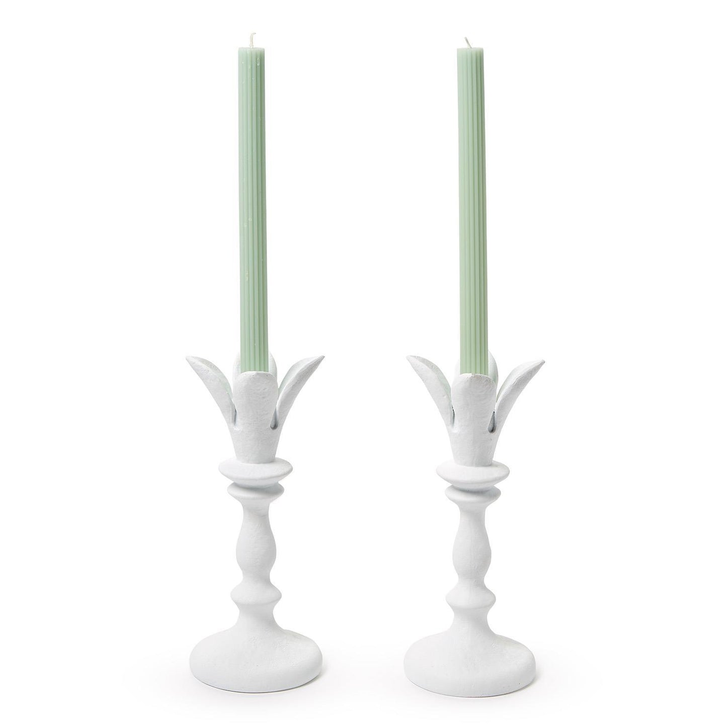 Set of 2 Candlestick Holder with Hand Carved Effect - Resin
