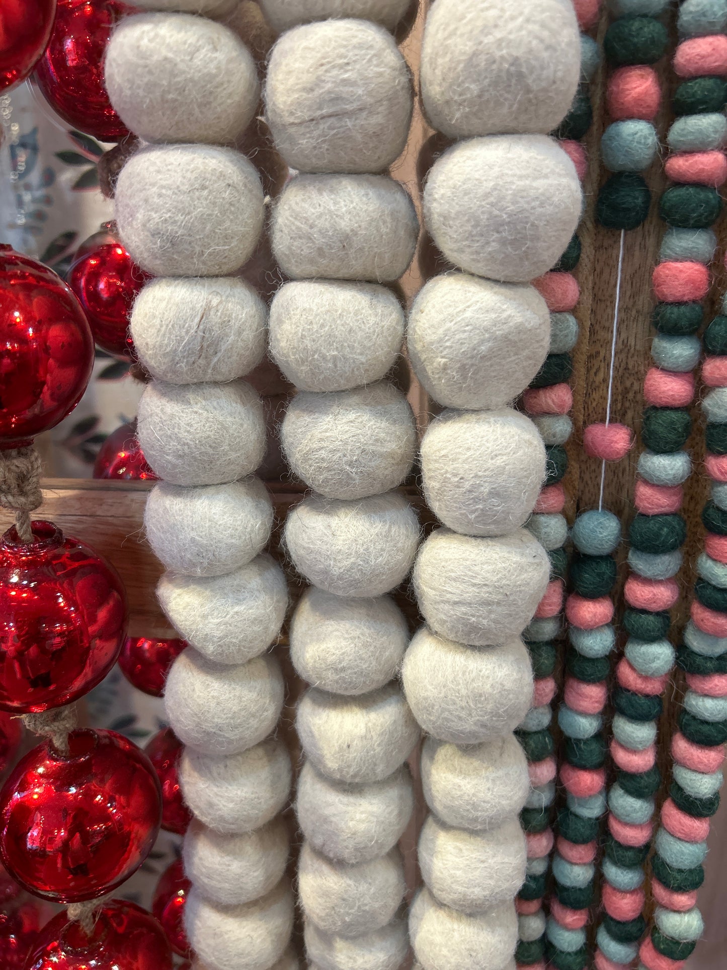 Handmade Wool Felt Ball Garland- Cream