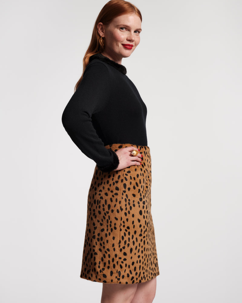 Frances Valentine Blaine Faux Fur Cheetah Skirt