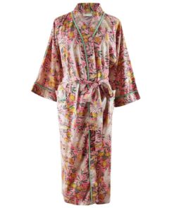 Pink Tropical Bird & Pomegranate Print Robe