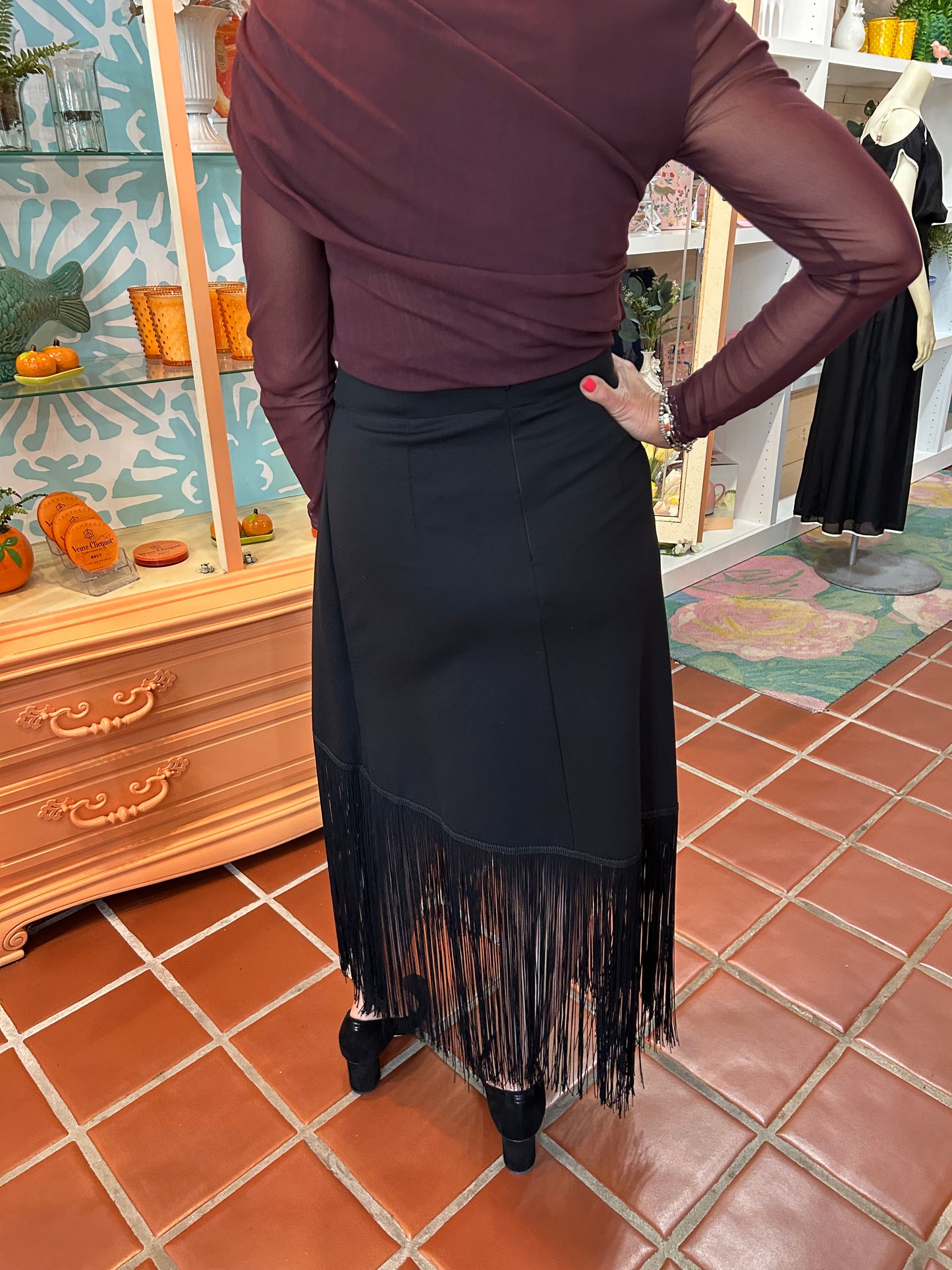 Mei Mei J The Fringe Skirt in Black