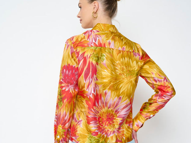 Flora Bea Olive Blouse South Coral