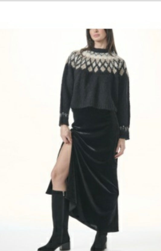 Splendid Lia Velvet Skirt in Black