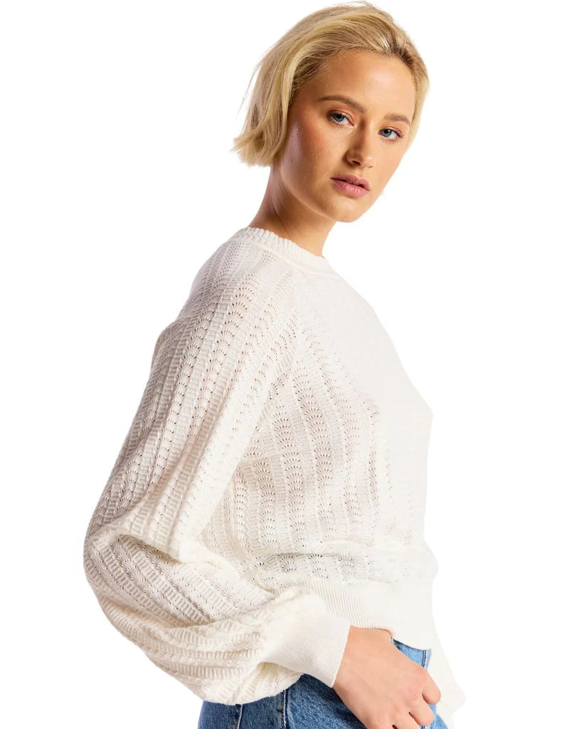 Brodie White Stitch Raglan Sweater