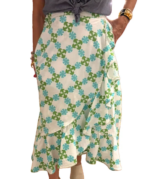 Flounce Wrap Skirt | Turquoise Trellis