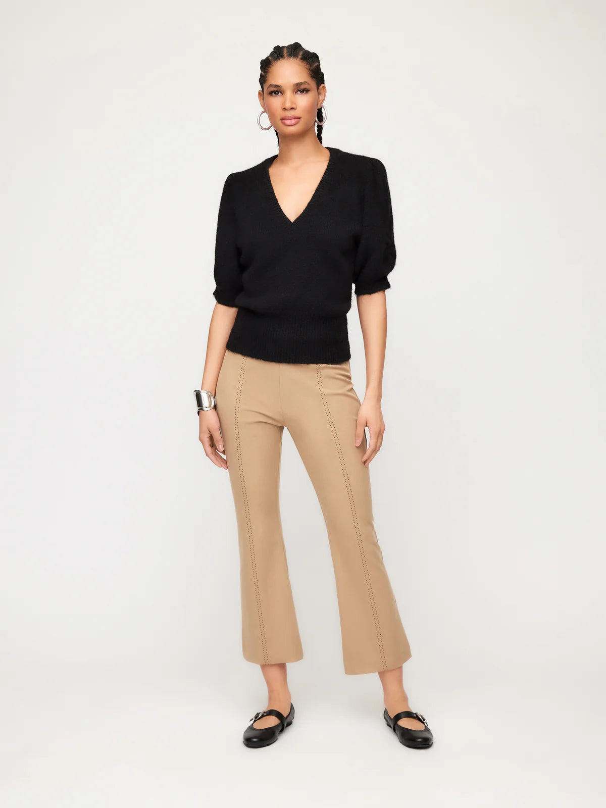 Fifteen Twenty Bennet Shirred Sleeve Sweater in Black
