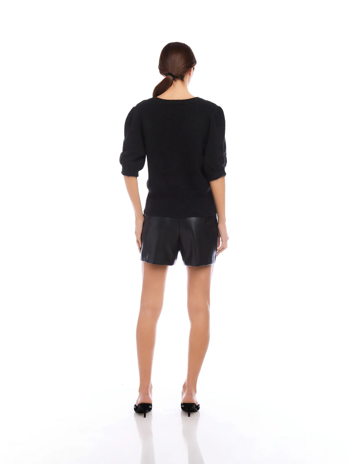 Fifteen Twenty Bennet Shirred Sleeve Sweater in Black