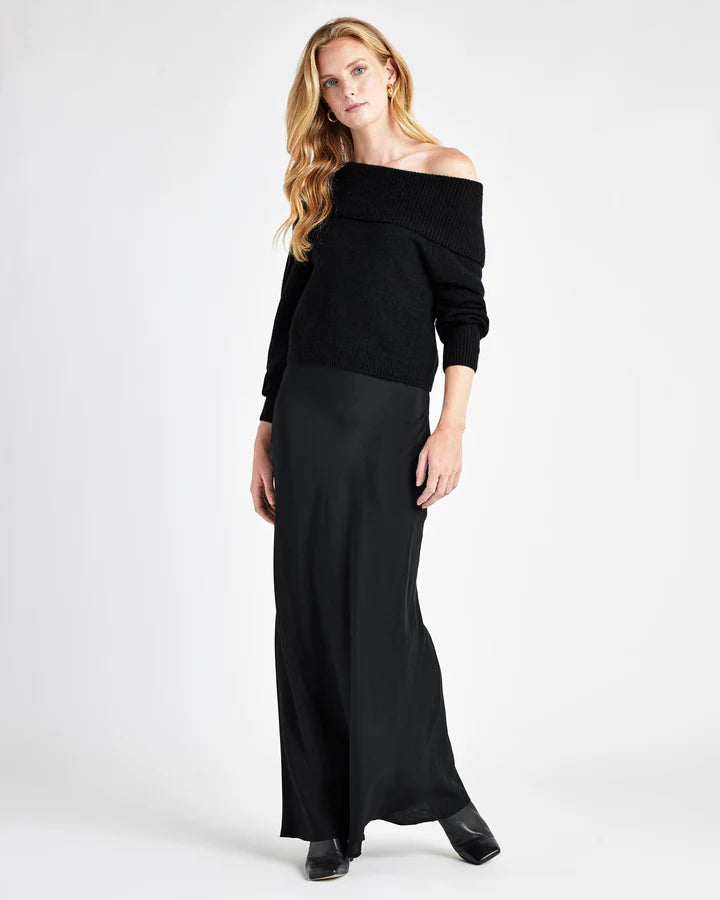 Splendid Orla Satin Skirt in Black