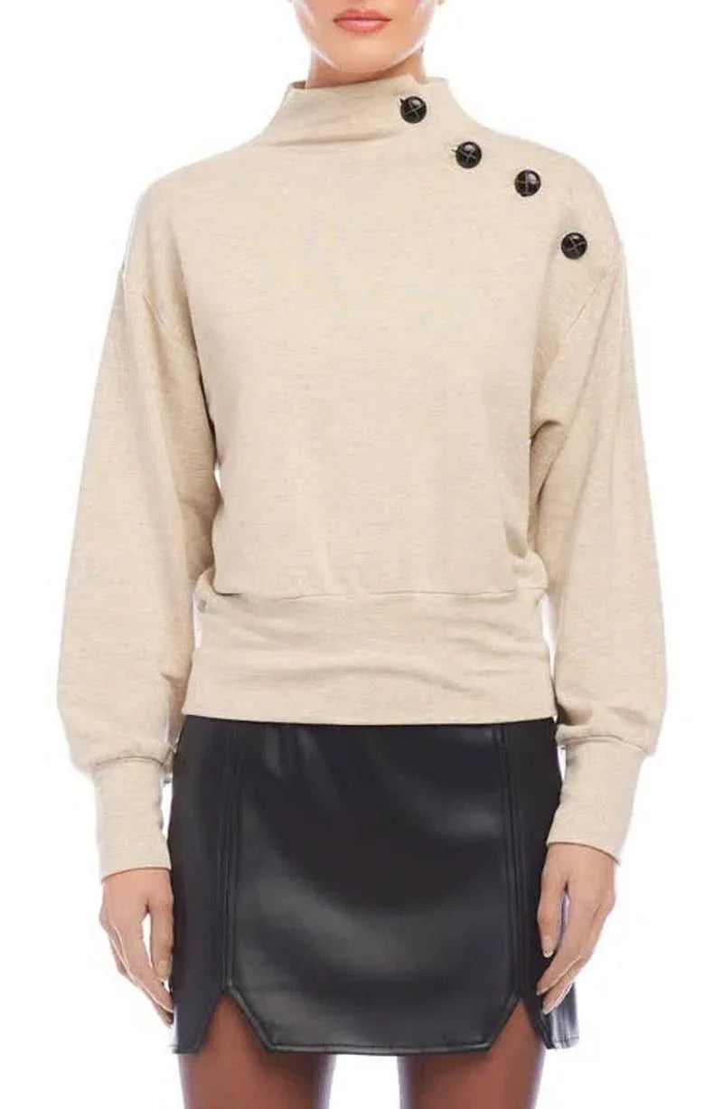 Fifteen Twenty Tessa Mock Neck Top in Oatmeal