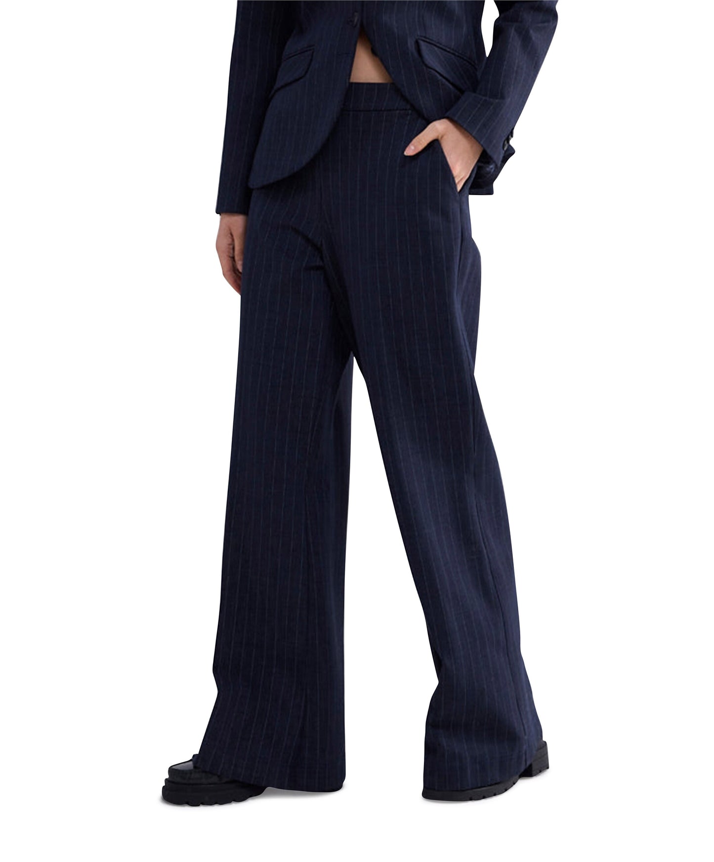 Summum Punto Vintage Stripe Boot Cut Trouser in Navy