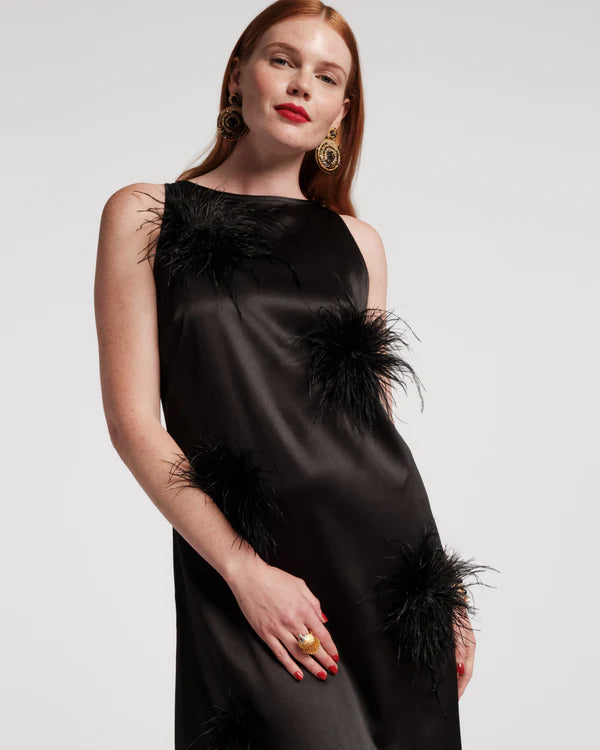 Frances Valentine Francesca Maxi Dress Feather Pouf Dress